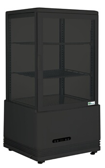 Vitrine à Poser Noire 4 Faces Vitrées Double Vitrage 58 L