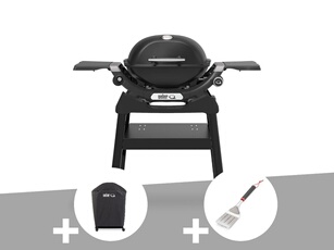 Barbecue à gaz Q 1200N - Noir, avec pied, housse et spatule