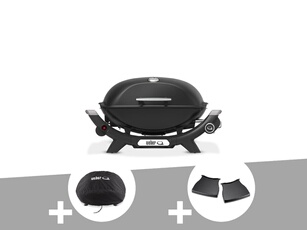 Barbecue à gaz Q 2100N - Noir, avec housse et plan de travail