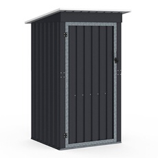 Abri De Jardin Gris En Acier Galvanisé 100 X 95 X 160 Cm Avec Toit Incliné 1 Porte