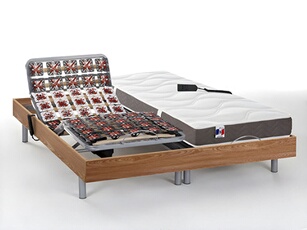 Lit électrique de relaxation tout plots + matelas 100% latex 3 zones - 2 x 90 x 200 cm - Naturel clair - JUPITER de YSMEE