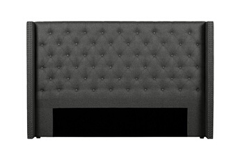 Tte de lit capitonne - 190 cm - Tissu - Gris - MASSIMO