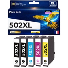 Pack de 5 Cartouches compatible pour Epson 502XL Noir et Couleurs