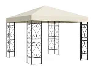 Tonnelle de jardin en métal façon fer forgé - 9 m² - Noir - FIDALA