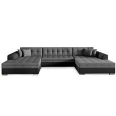 Canape angle fixe menzzo 6 places en simili-cuir gris 165 x 126 x 80 cm