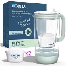 Brita Bouteille et carafe filtrante Carafe en verre verte 2 cartouches MAXTRA PRO Pure Performance