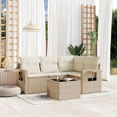 vidaXL - Salon de jardin modulable - 5 pièces - Beige - 4 personnes