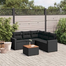 Vidaxl Noir Salon De Jardin Modulable - Lot De 6 Pièces - Résine Tressée - 5 Personnes