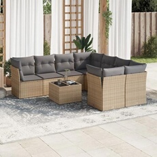 VIDAXL - Salon de jardin modulable - Résine tressée - Beige - 8 personnes - 9 pièces