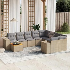 vidaXL - Salon de jardin modulable - 10 pièces - 9 personnes - Beige