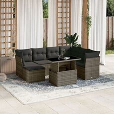 vidaXL - Salon de jardin modulable - 7 places - 8 pièces - Gris