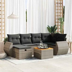 Salon de jardin modulable - Lot de 7 pièces - Bois massif Gris - 6 personnes - 55 x 55 x 37 cm