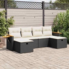 Salon de jardin GENERIQUE - Lot de 6 pièces - 2 personnes - Résine tressée - Noir - Table fixe 55x53x55 cm