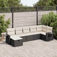 Salon de jardin modulable - Lot de 7 pieces - 7 personnes resine tressee noir