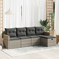 Salon de jardin modulable - Lot de 5 pieces - GENERIQUE resine tressee gris 2 personnes