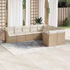 vidaXL - Salon de jardin modulable - Résine tressée - Beige - 9 personnes