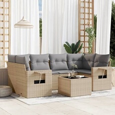 vidaXL - Salon de jardin - Modulable - 7 pièces - Beige - 6 personnes