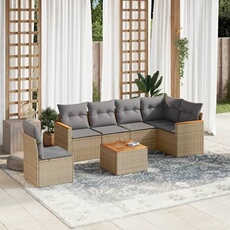 vidaXL - Salon de jardin modulable - Rotin - Beige - 6 personnes