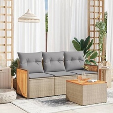 Vidaxl Beige Salon De Jardin Modulable - Lot De 4 Pièces - Résine Tressée - 3 Personnes - 62 X 55 X 69 Cm