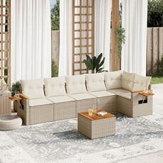 VIDAXL - Salon de jardin modulable - 7 pièces - Rotin - Beige
