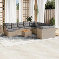 vidaXL - Salon de jardin modulable - Rotin - Beige - 12 pièces - 11 personnes