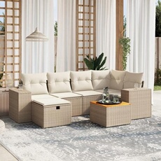 vidaXL - Salon de jardin modulable - Rotin - 6 personnes - Beige