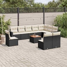 Vidaxl Noir Salon De Jardin Modulable - Lot De 11 Pieces - Rotin - 2 Personnes