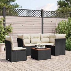 Vidaxl Noir Salon De Jardin Modulable - Lot De 6 Pièces - Résine Tressée - 5 Personnes