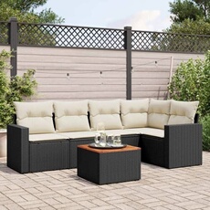 Vidaxl Noir Salon De Jardin Modulable - Lot De 6 Pièces - Résine Tressée - 5 Personnes