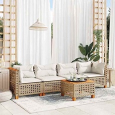Salon de jardin modulable GENERIQUE - Lot de 5 pièces - Résine tressée - Beige
