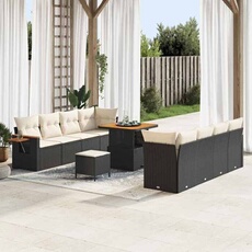 Salon de jardin modulable - Lot de 11 pieces - Noir - Rotin