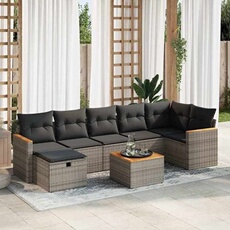 Salon de jardin modulable GENERIQUE - Lot de 8 pièces - Résine tressée - 2 personnes - Gris
