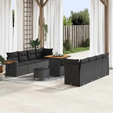 Salon de jardin modulable - Pack de 11 pièces - rotin noir