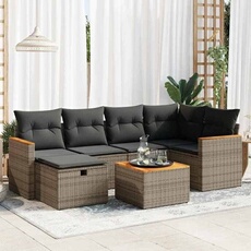 Salon de jardin modulable - Pack de 7 pièces - résine tressée gris - 2 personnes