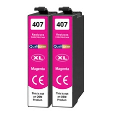 Cartouche d'encre compatible Epson 407XL C13T07U340 - Pack de 2 Magenta avec puce 1900 pages