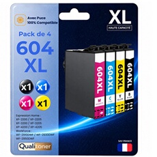 Cartouche d'encre compatible pour Epson 604XL Pack de 4 Noir et Couleurs