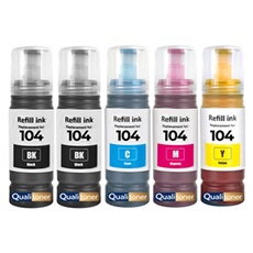 Bouteilles d'encre compatibles Epson 104 E104 Pack 5 Multicolore 70ml 4500 pages
