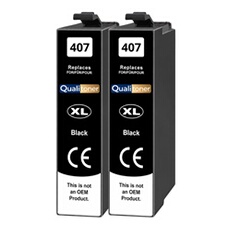 Cartouche d'encre Générique 407XL C13T07U140 Noir Pack de 2 2600 pages compatible Epson WF-4745