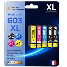 Cartouches d'encre 603XL - Pack de 5 - Multicolore - Compatible Epson