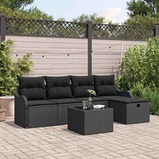 Salon de jardin modulaire GENERIQUE 6 pièces - Rotin noir 55 x 55 cm avec rangement
