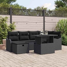 Salon de jardin modulable GENERIQUE - Lot de 7 pièces - Rotin noir - 55 x 55 cm