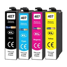 Pack 4 Cartouches d'encre compatibles Epson 407XL Noir Cyan Magenta Jaune pour WF-4745 WorkForce Pro