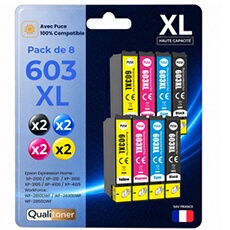 Cartouche d'encre compatible Epson 603XL Multicolore Pack de 8 (500/350 pages)