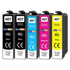 Cartouche compatible Epson 407XL Multicolore - Pack de 5 Haute capacité avec puce