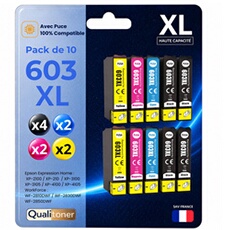 Cartouche d'encre Générique 603XL - Pack de 10 - Noir et Couleurs - Compatible Epson