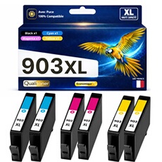 Pack de 6 Cartouches d'encre Générique compatible HP OfficeJet Pro 6960 6970 Référence 903XL 903 XL Multicolore 825 pages avec puce