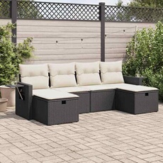 Salon de jardin modulable - Lot de 6 pièces - Résine tressée noir - 2 personnes