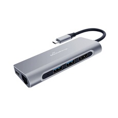 Hub USB-C 7-en-1 HDMI 4K USB 3.0 RJ45 SD/MicroSD Gris