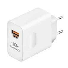 Chargeur SuperCharge 100W Dual Ports USB Blanc avec câble 1m