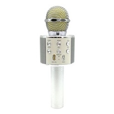 Microphone Android iOs Karaoké Bluetooth 4.2 Haut-Parleur Puissance 5W Argent
